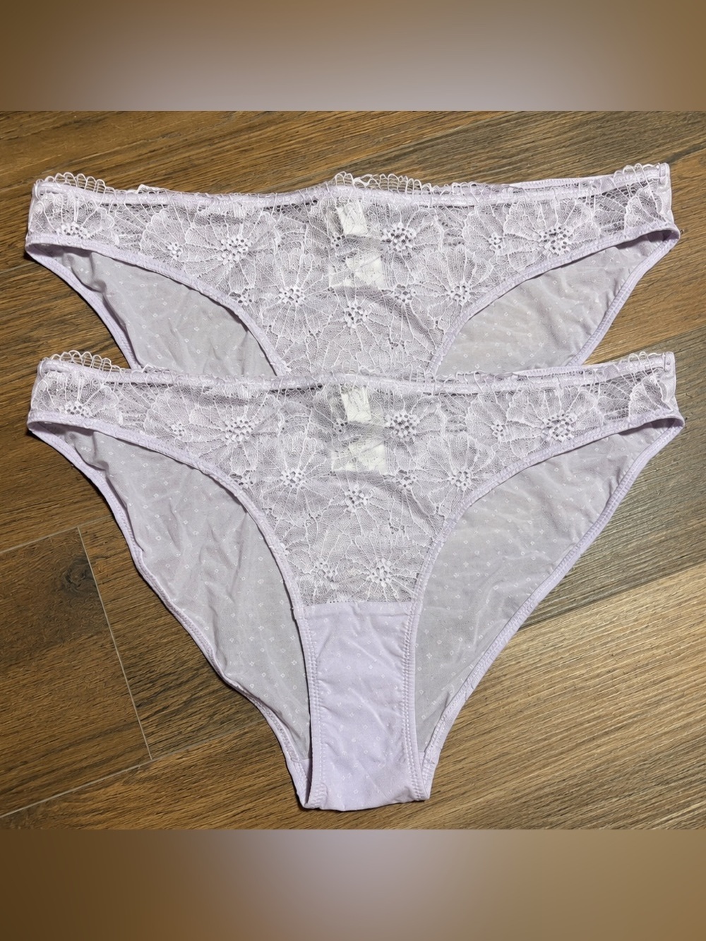 & Other Stories Womens Size 0 Lace Sheer Panty Purple Floral Stretch - Set of 2